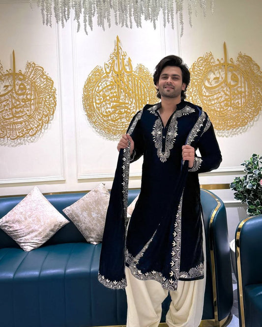 Regal BLACK Silk Kurta Set With Dupatta