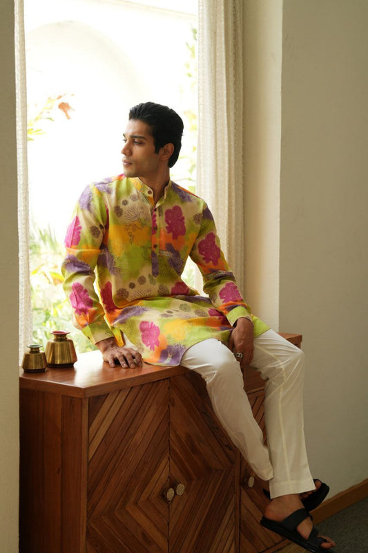 SORRELL BROWN PRINTED KURTA SET