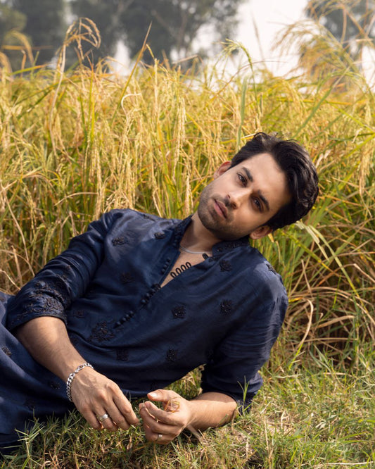 POWDER BLUE EMBRODARY WORK KURTA,PAJAMA AND DUPATA SET