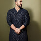 ALI BLACK MIRROR WORK KURTA AND PAJAMA