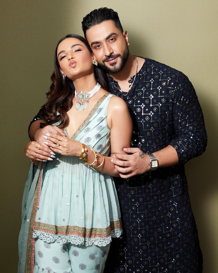 ALI BLACK MIRROR WORK KURTA AND PAJAMA