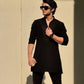 BLACK NECK WORK KURTA AND PAJAMA