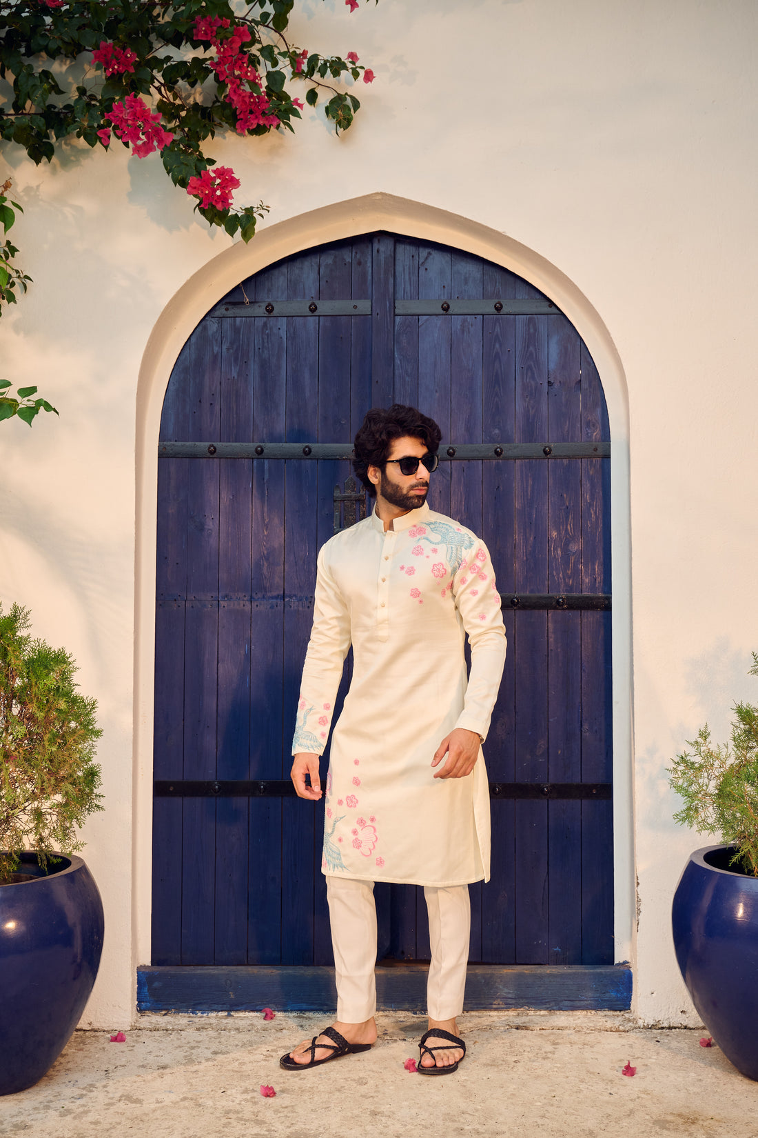 PEACH PUFF BIRD KURTA AND PAYJAMA