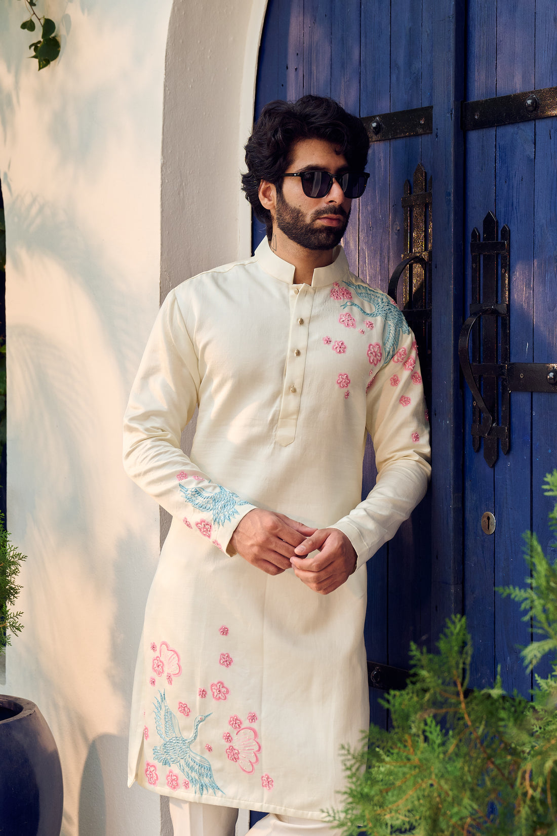 PEACH PUFF BIRD KURTA AND PAYJAMA