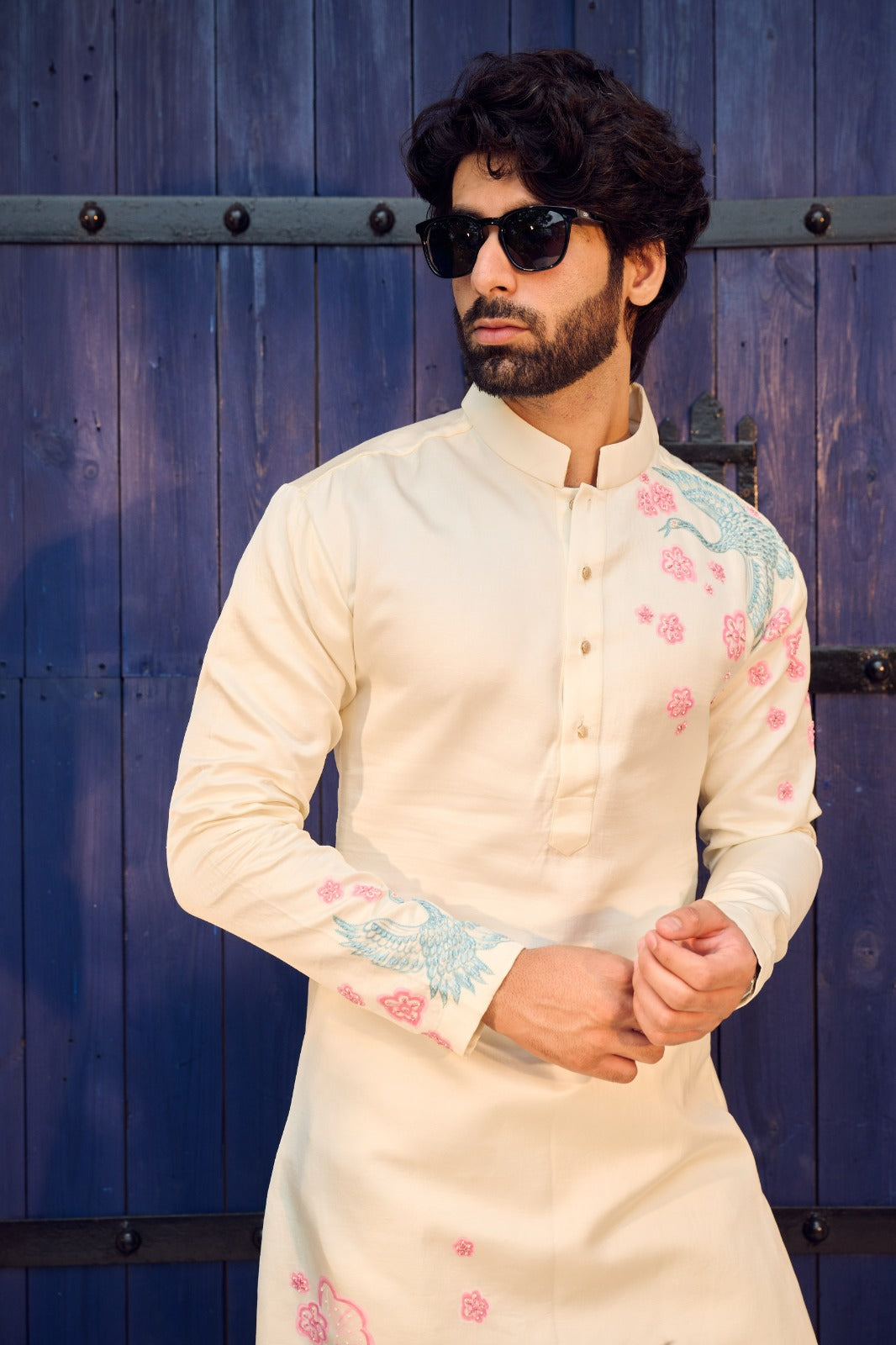 PEACH PUFF BIRD KURTA AND PAYJAMA