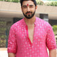 HOT PINK MIRROR WORK  KURTA AND PAJAMA